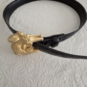 Elegant Black Belt with Gold Buckle